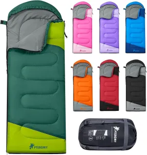 PTEROMY Sleeping Bags for Adults, Lightweight Water Resistant Backpacking Camping Sleeping Bag for Warm Cold Weather, Camping Essentials for Hiking Outdoor Travel