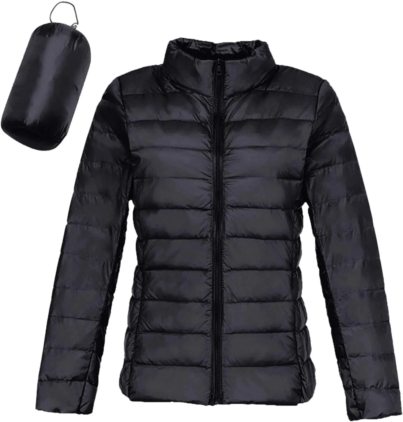 Puffer Jacket Women Lightweight Down Jackets Casual Feather Packable Solid Color Puffer Coats With Storage Bag Winter