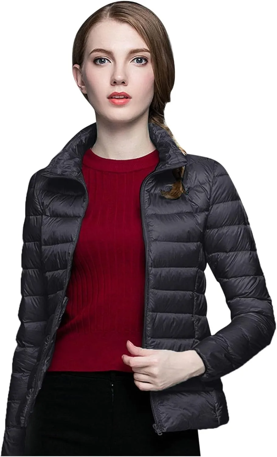 Puffer Jacket Women Lightweight Down Jackets Casual Feather Packable Solid Color Puffer Coats With Storage Bag Winter