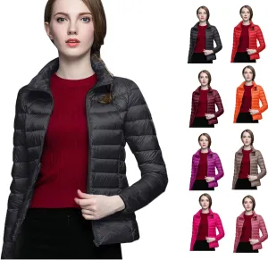 Puffer Jacket Women Lightweight Down Jackets Casual Feather Packable Solid Color Puffer Coats With Storage Bag Winter
