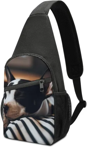 Puppy Sleeping Sling Bag Casual Chest Bag Crossbody Shoulder Backpack Sport Travel Hiking Daypack for Women Men