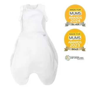 Purflo Swaddle To Sleep Bag 2.5 TOG 0-4 Month Lightweight - Soft White (2 Pack)