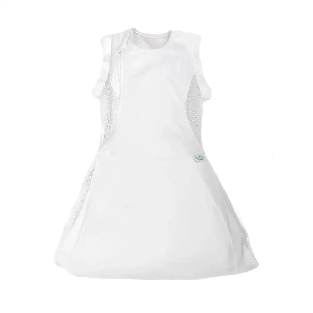 Purflo Swaddle To Sleep Bag 2.5 TOG 0-4 Month Lightweight - Soft White (2 Pack)
