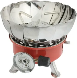 Qtqgoitem Windproof Camping Stove Butane View Instrument Cookout Burner Red Silver Tone (Model: ec6 7b7 2b3 534 9f8)
