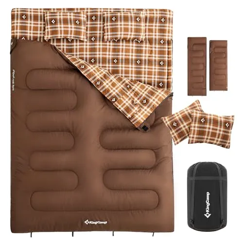 Queen Size 2 Person Double Sleeping Bags with Pillows for Adults