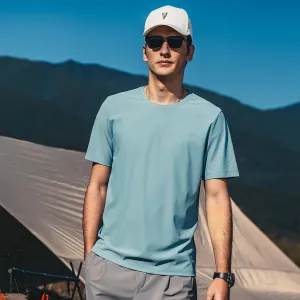 Quick-Drying Breathable Light Cool Sports t-Shirt Men's Short-Sleeved ice Silk Smooth Breathable Half-Sleeved Fitness Running t-Shirt Large Lake Blue