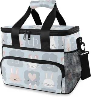 Rabbit Forest Blue Cooler Bag Insulated Cooler Soft Sided Cooler 24 Can Portable Picnic Bag Large Leakproof Lunch Bag Box for Beach Grocery Camping Travel Car Men Women
