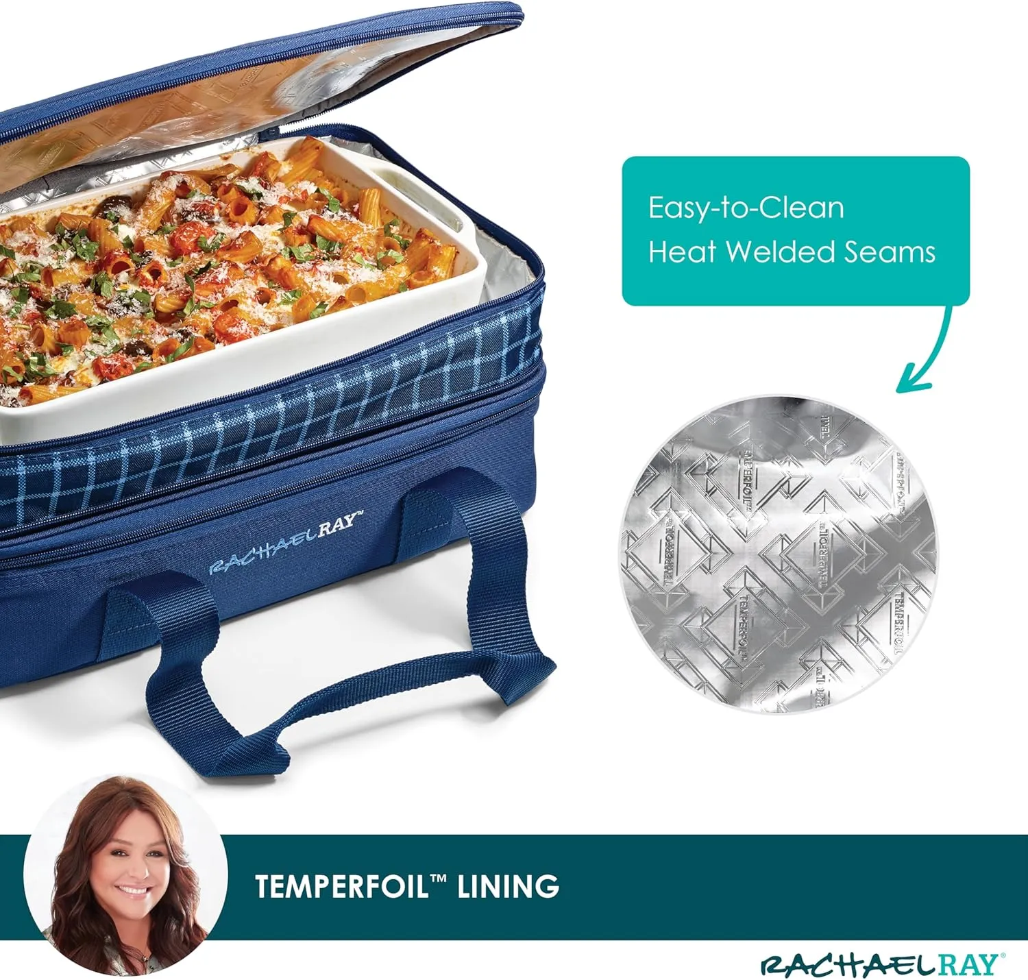 Rachael Ray Expandable Insulated Casserole Carrier for Hot or Cold Food, Thermal Lasagna Lugger Tote for Potluck, Parties, Picnic, and Cookouts, Fits 9" x 13" Baking Dish