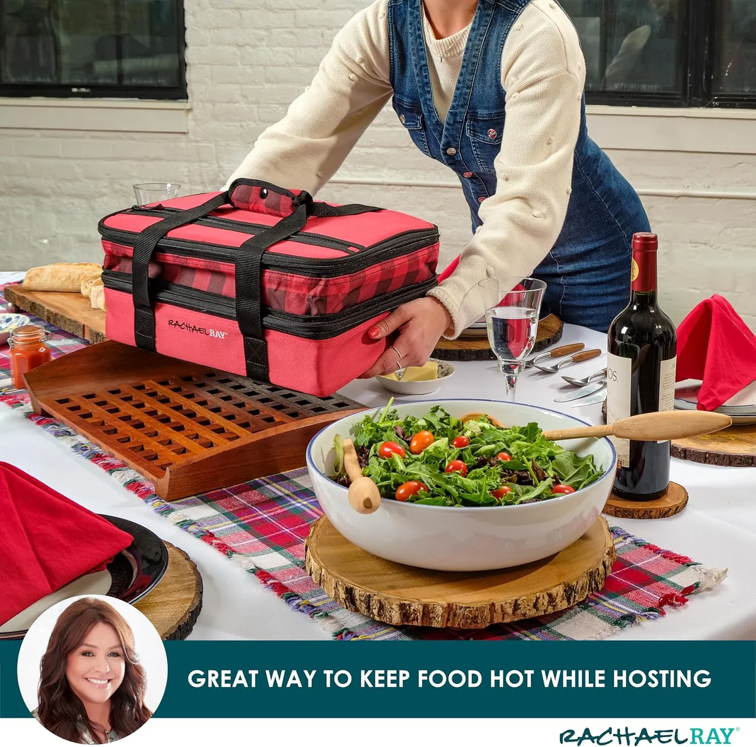 Rachael Ray Expandable Insulated Casserole Carrier for Hot or Cold Food, Thermal Lasagna Lugger Tote for Potluck, Parties, Picnic, and Cookouts, Fits 9" x 13" Baking Dish