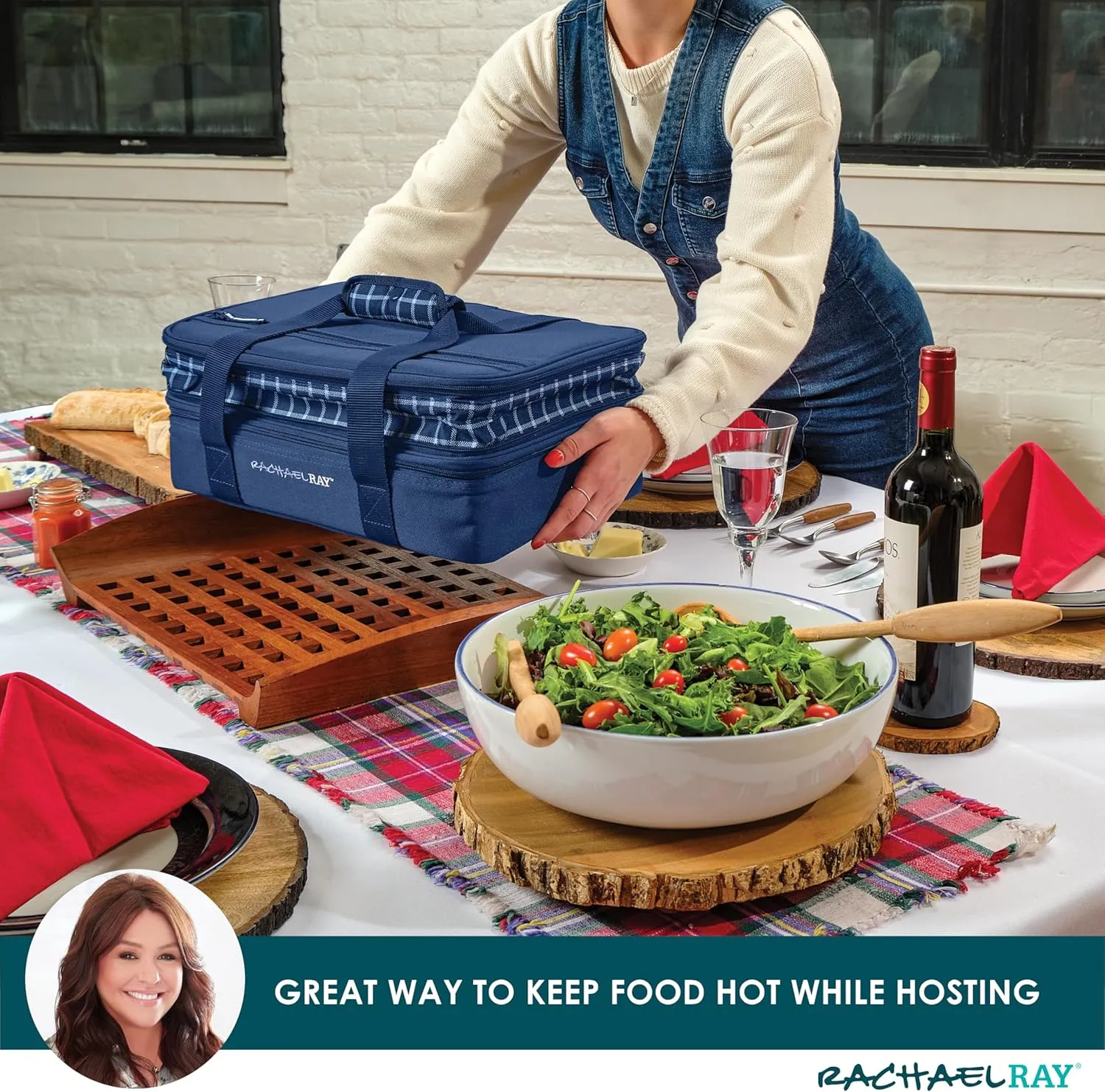 Rachael Ray Expandable Insulated Casserole Carrier for Hot or Cold Food, Thermal Lasagna Lugger Tote for Potluck, Parties, Picnic, and Cookouts, Fits 9" x 13" Baking Dish