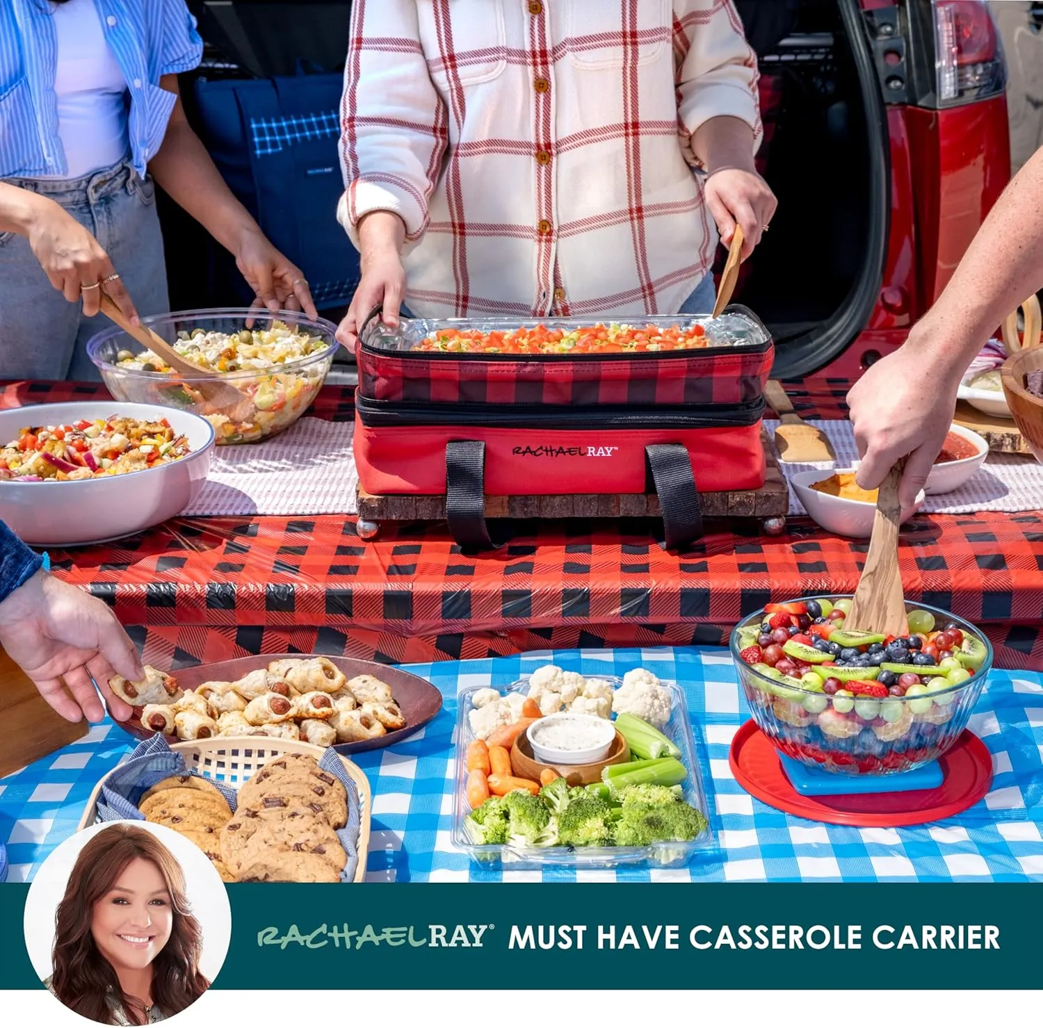 Rachael Ray Expandable Insulated Casserole Carrier for Hot or Cold Food, Thermal Lasagna Lugger Tote for Potluck, Parties, Picnic, and Cookouts, Fits 9" x 13" Baking Dish