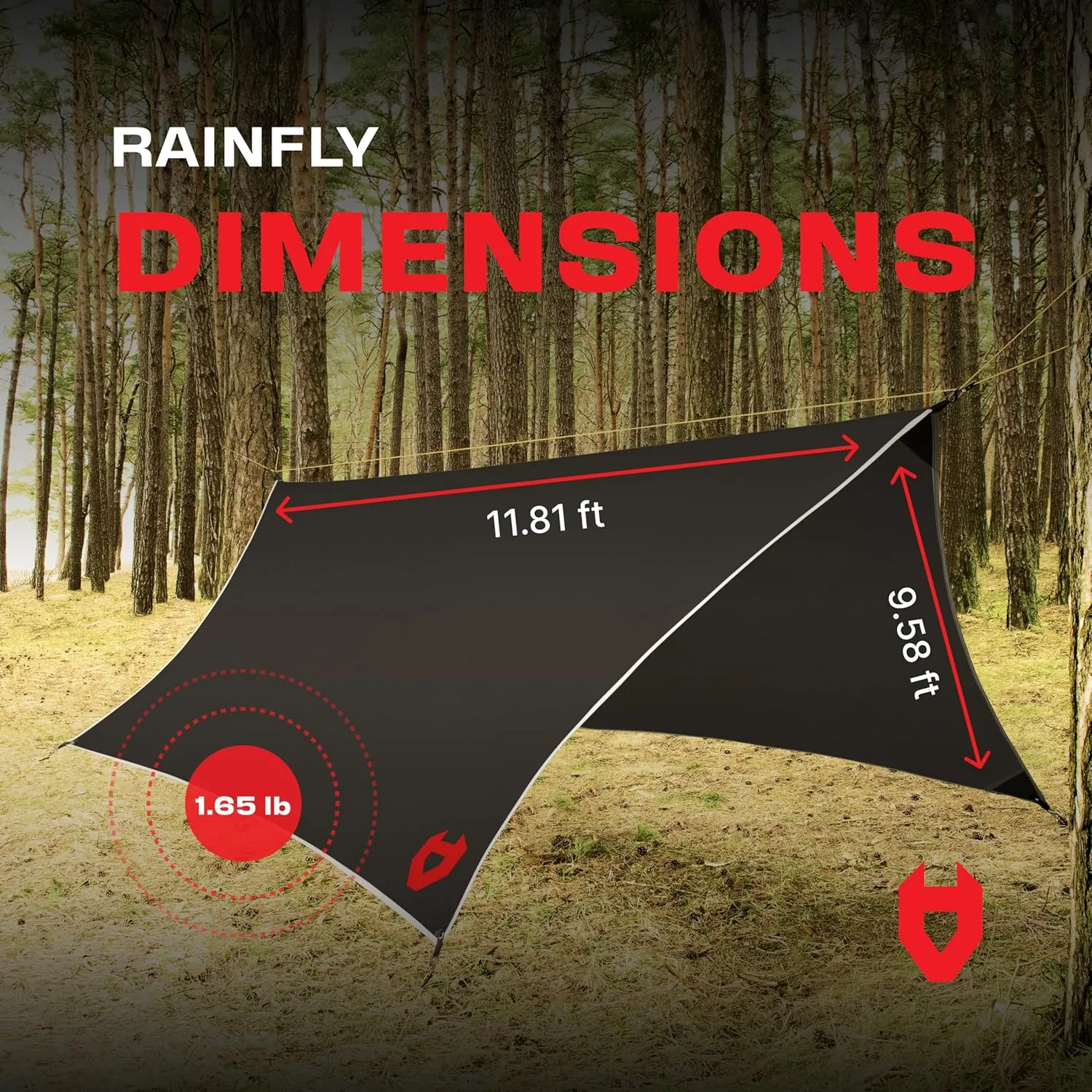 Rain Fly 12x10 Lightweight Survival Camping Tarp; 100% Waterproof; Makes a Great Backpacking Tarp or Hammock Shelter; Comes in Multiple Colors, Survival Bracelet Included; Black