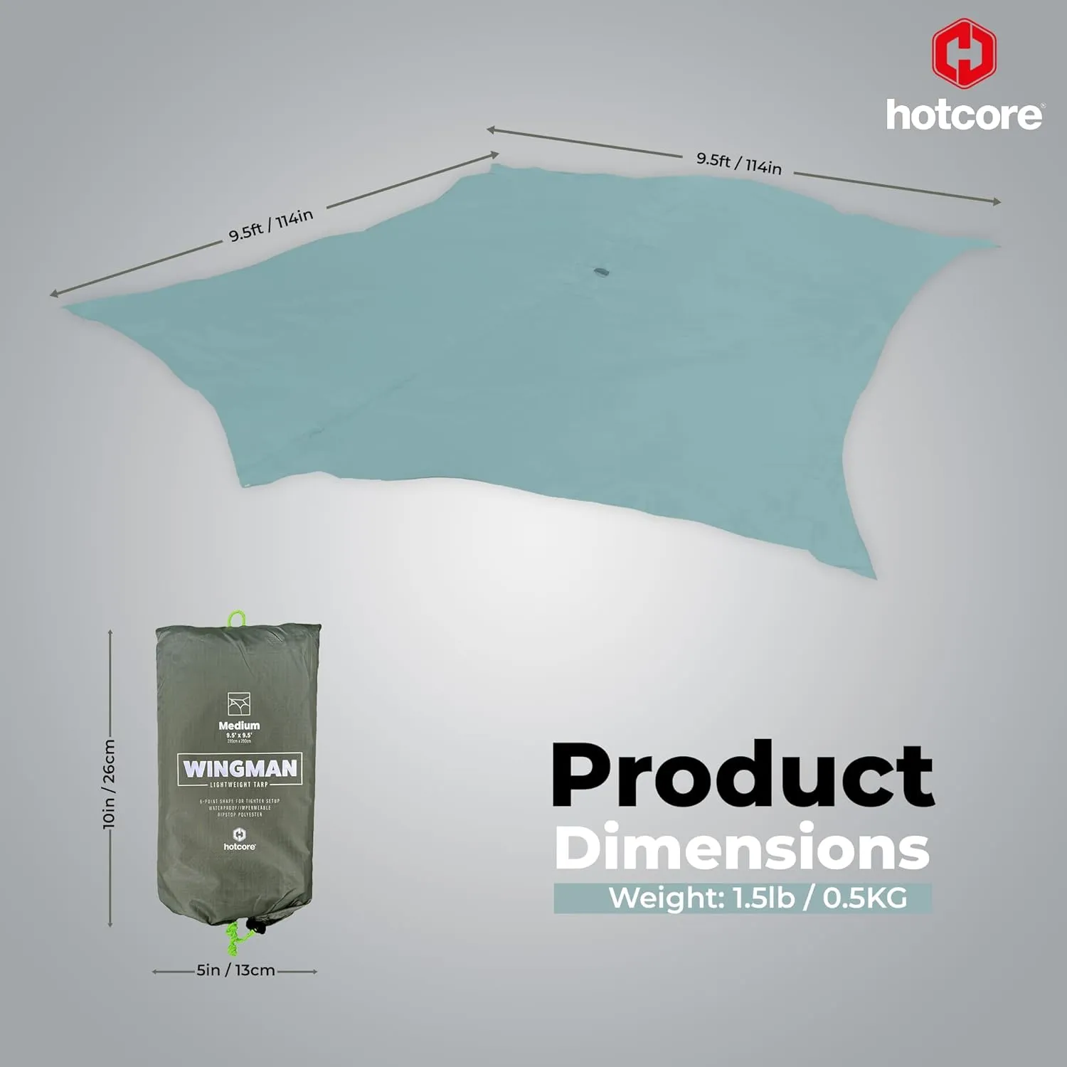 Rain Fly Camping Hammock Waterproof Tarp, Lightweight with 2000mm Waterproof Coating (Medium 9.5' x 9.5')