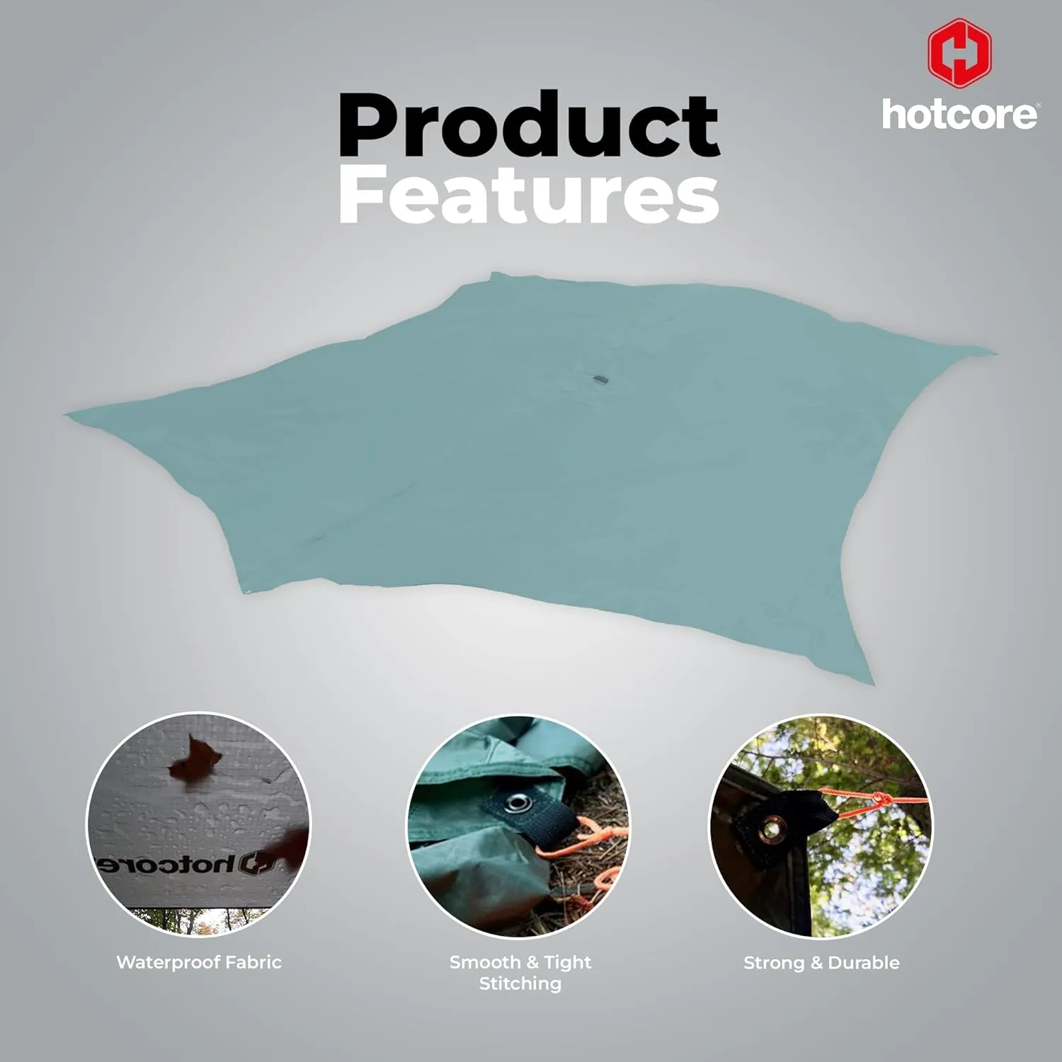 Rain Fly Camping Hammock Waterproof Tarp, Lightweight with 2000mm Waterproof Coating (Medium 9.5' x 9.5')