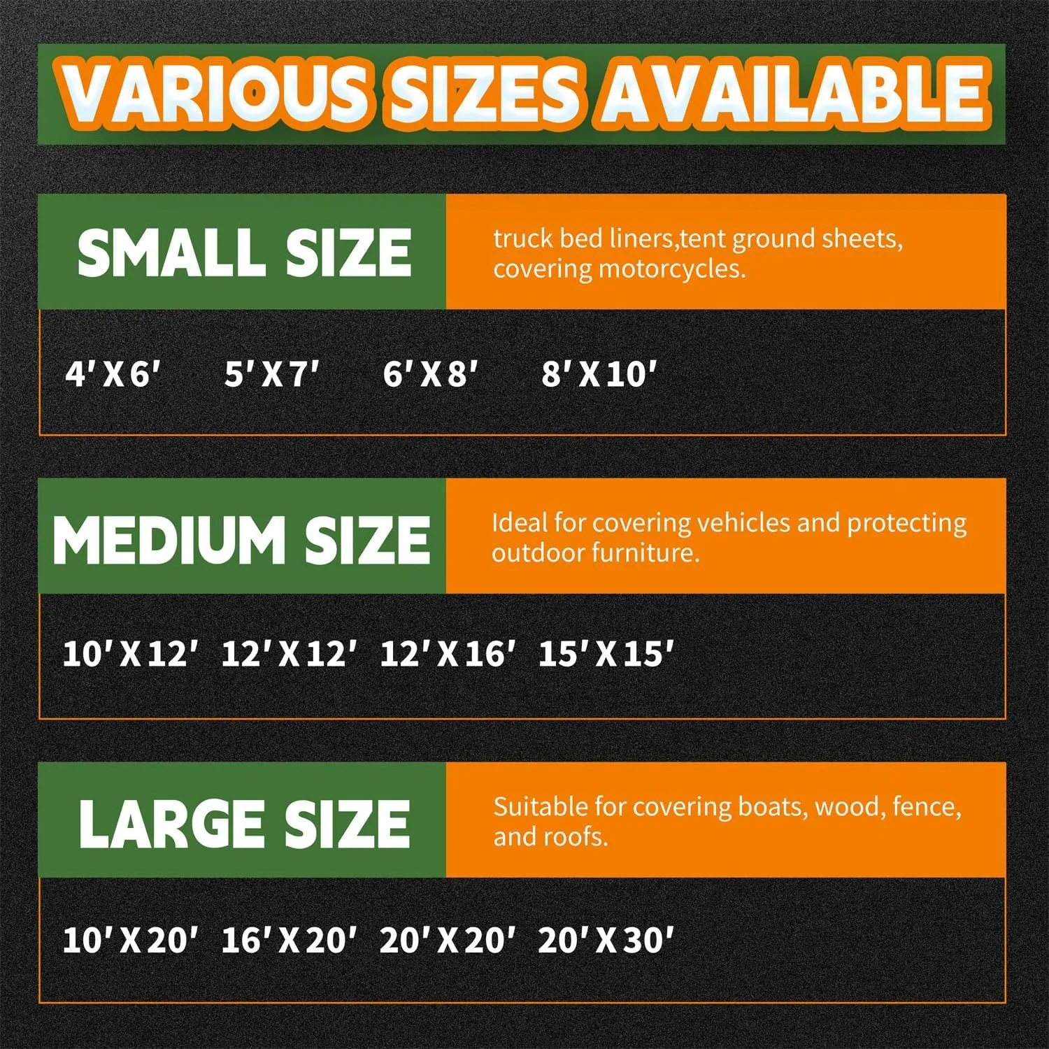 RAINDEWAY 10x20 Tarp Heavy Duty Waterproof,9Mil Thick,Large Tarps Multipurpose Poly Tarp Cover for Camping,Rain,Durable with Metal Grommets and Reinforced Edges,Finished Size Green/Black