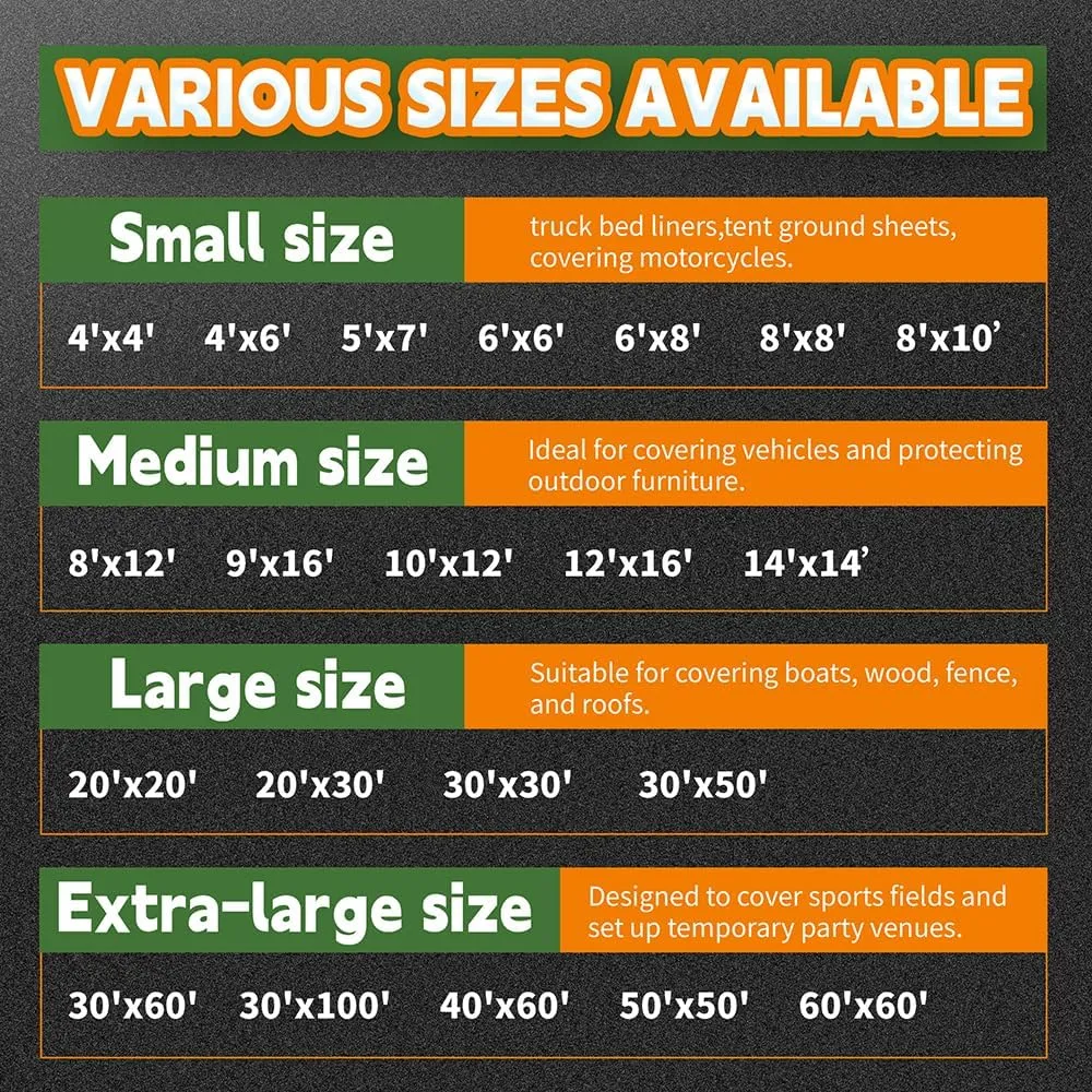 RAINDEWAY Black Tarps 7x7 Feet,UV Resistant, Multipurpose Medium Duty Waterproof Poly Tarp, Square Tent Tarp,Cover with Metal Grommets and Reinforced Edges, Finished Size