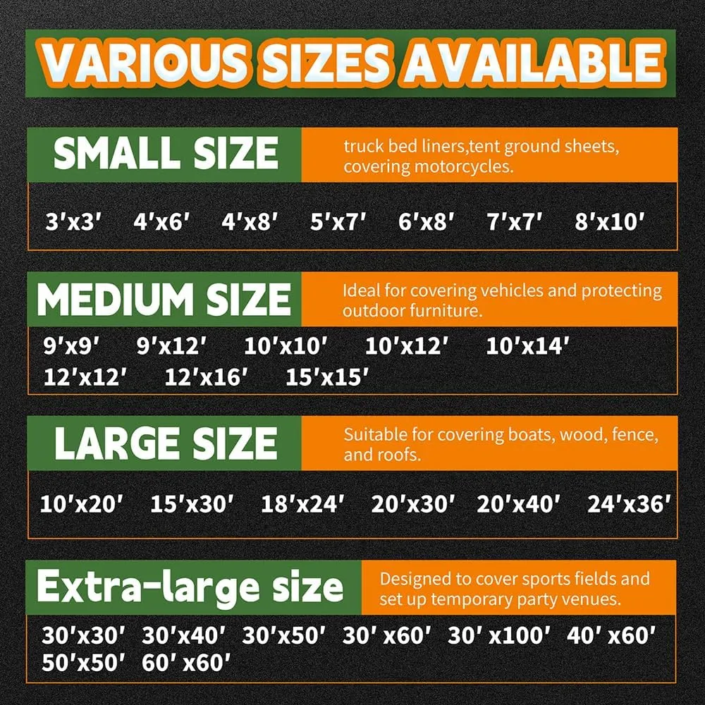RAINDEWAY Tarps Heavy Duty Waterproof 30x50 Feet, 10 Mil Thick Multipurpose UV Resistance Large Tarp Cover with Metal Grommets and Reinforced Edges, Silver/Brown Tarp