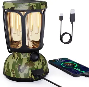 Raynic 6000 LED Camping Lantern, 650LM Hand Crank Solar Battery Powered Rechargeable Lantern, Emergency Lights for Home Power Failure, Hurricane, USB Cable Included