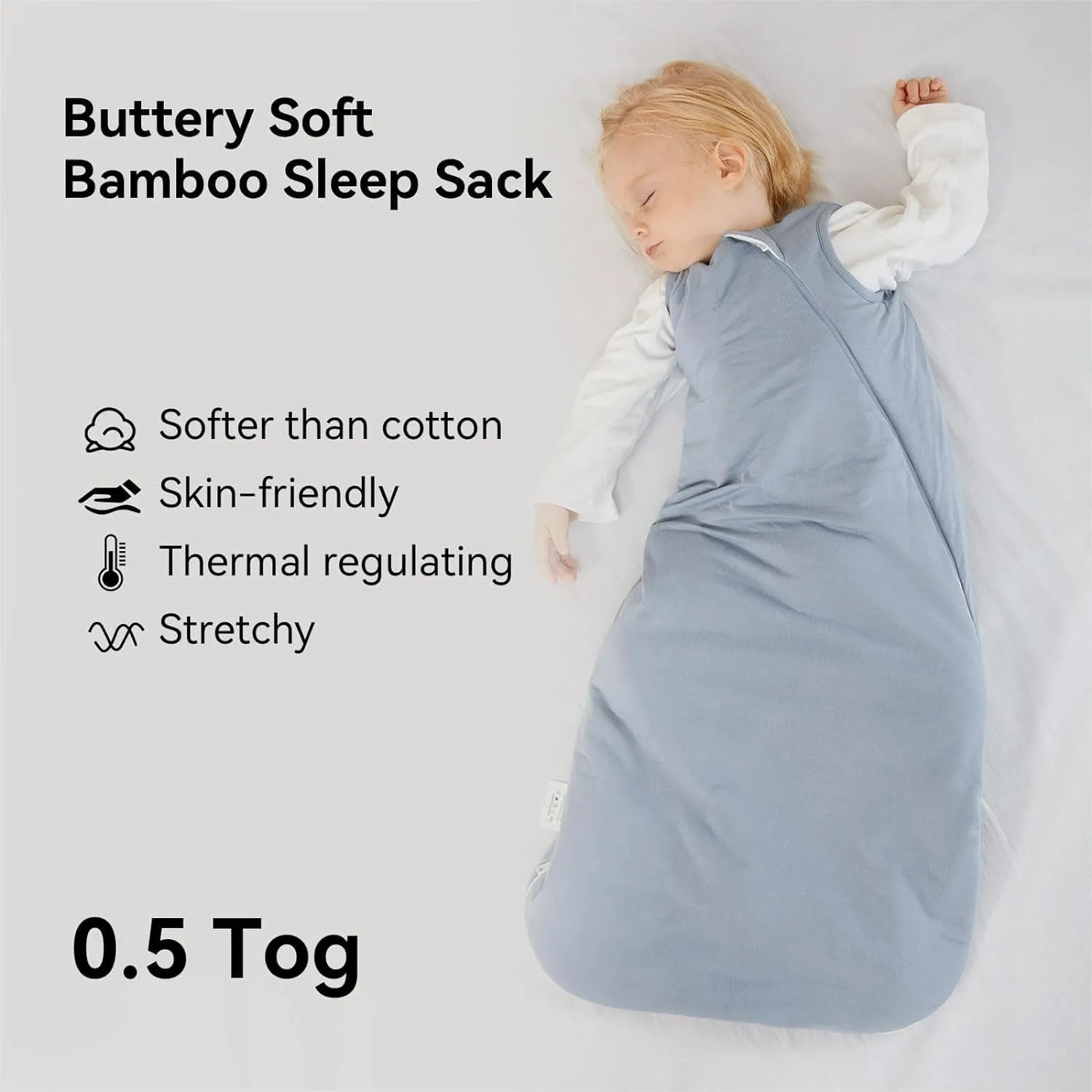 Rayon Made from Bamboo Sleep Sack 18-24 Months 0.5 Tog Soft Lightweight Toddler Sleep Sack 2t for Babies 2-Way Zipper Wearable Blanket Baby 18 Months
