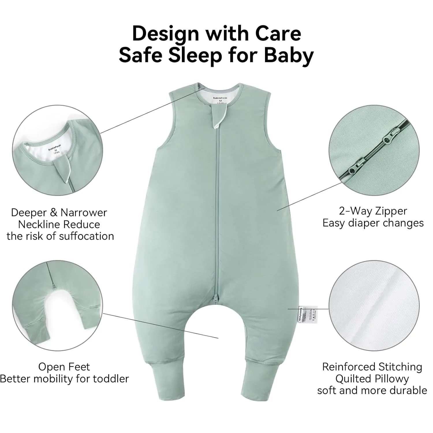 Rayon Made from Bamboo Toddler Sleep Sack with Feet 12-24 Months 1.0 Tog Ultra Soft Toddler Sleeping Sack 1t-2t Sleep Bag Walker Quilted Wearable Blanket with Legs 2-Way Zipper Lightweight