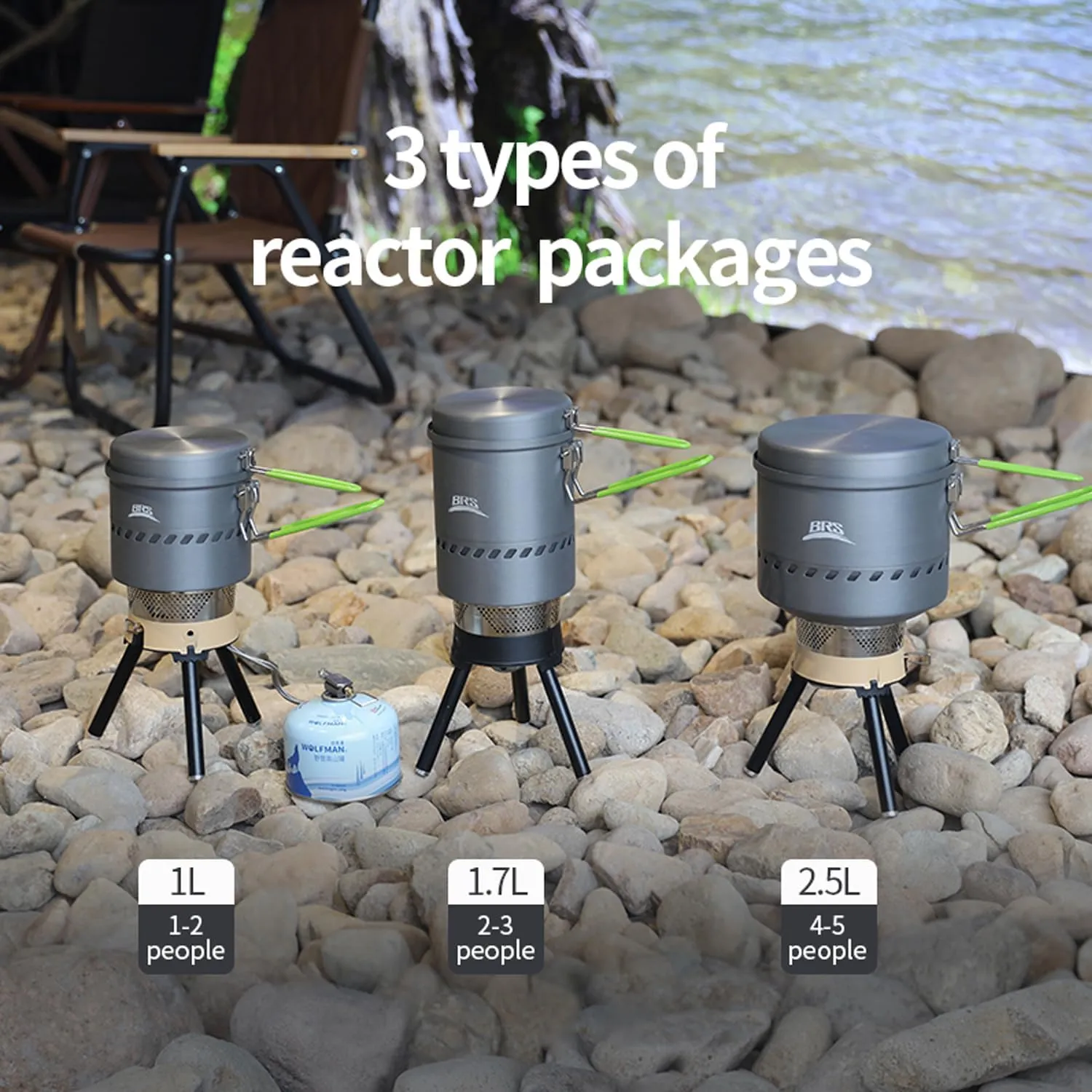 Reactor Backpacking and Camping Portable Gas Powered Stove top & Cooking System 1L 1.7L 2.5L Low Pressure Infrared Combustion Outdoor Integrated Heat Collecting Pot Jet Burner Set