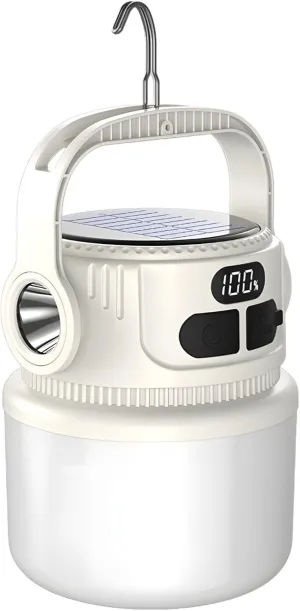 Rechargeable Led Solar Lantern for Camping, Market Stalls, 6 Brightness Levels, Solar & USB Charging, Portable Emergency Light