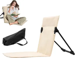 Recliners Beach Mat Recliner Lightweight Beach Mat with Backrest on e-Step Assembly Foldable Beach Mat Chair with Carry Bag for Holidays Garden Camping Park Black/3139 (Color : Beige), 21213