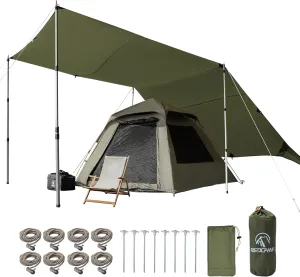 REDCAMP 10x17ft Large Waterproof Camping Tarp, Hammock Rain Fly with UV50  Sun Protection, 8 Guy Lines & Stakes, Backpacking Tent Shelter for Camping, Hiking, Beach (Green)