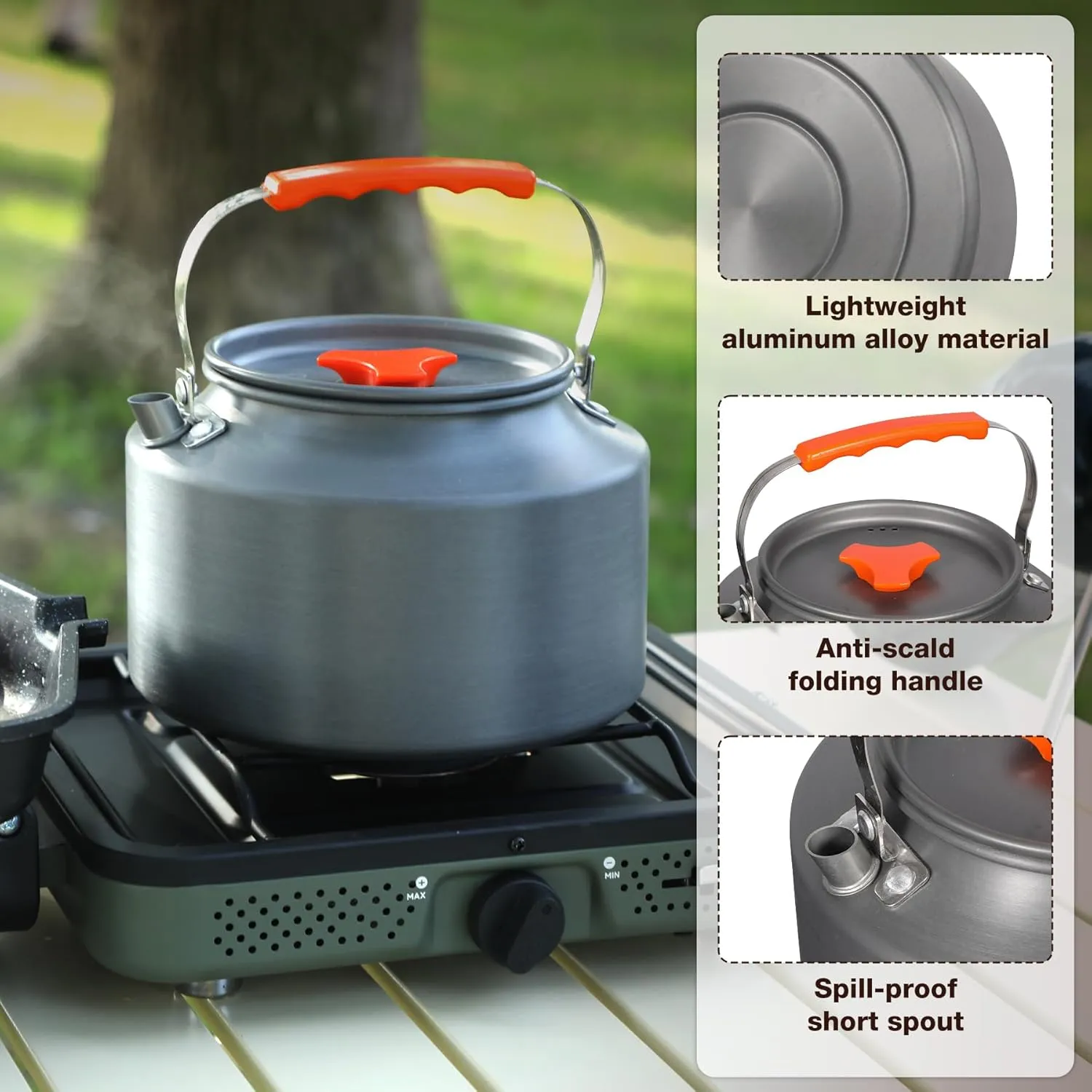 REDCAMP 2L Camping Coffee Pot Coffee Makers, Aluminum Portable Kettle Teapot with 2Pcs Camping Mug and Collapsible Coffee Dripper, Compact Tea Kettle for Stove Top, Outdoor, Hiking and Traveling