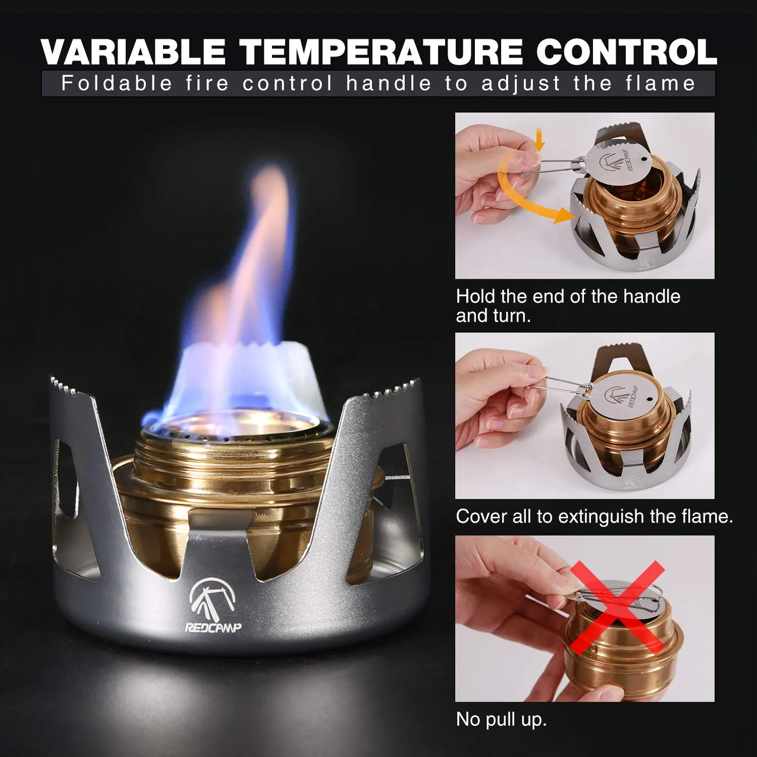 REDCAMP Mini Alcohol Stove for Backpacking, Lightweight Brass Spirit Burner with Aluminium Stand for Camping Hiking, Silver