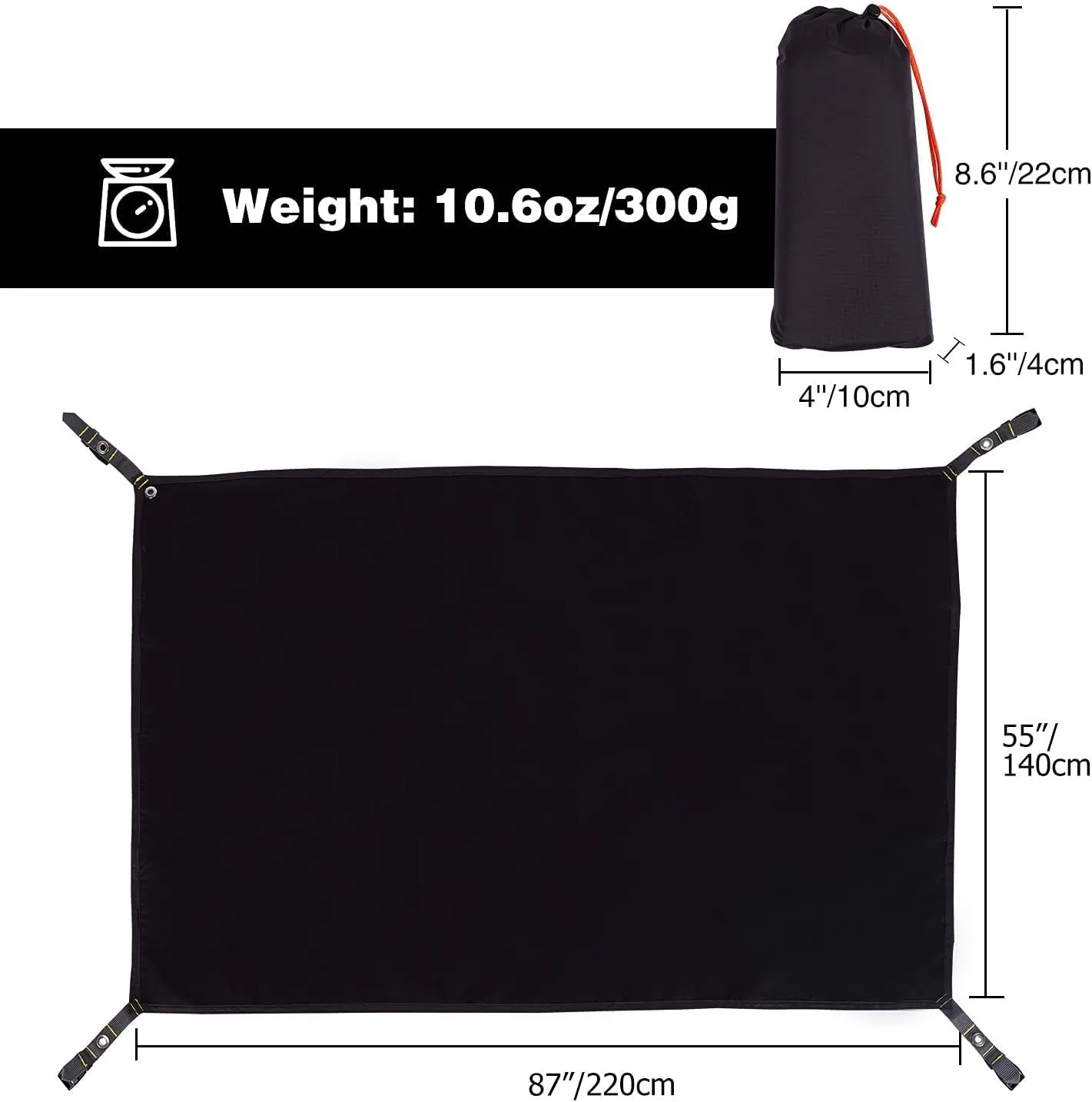 REDCAMP Ultralight Tent Footprint for 1-2 Person Tent, Multifunctional Waterproof Camping Tarp for Outdoor Hiking, Lightweight and Compact, 87"x55"
