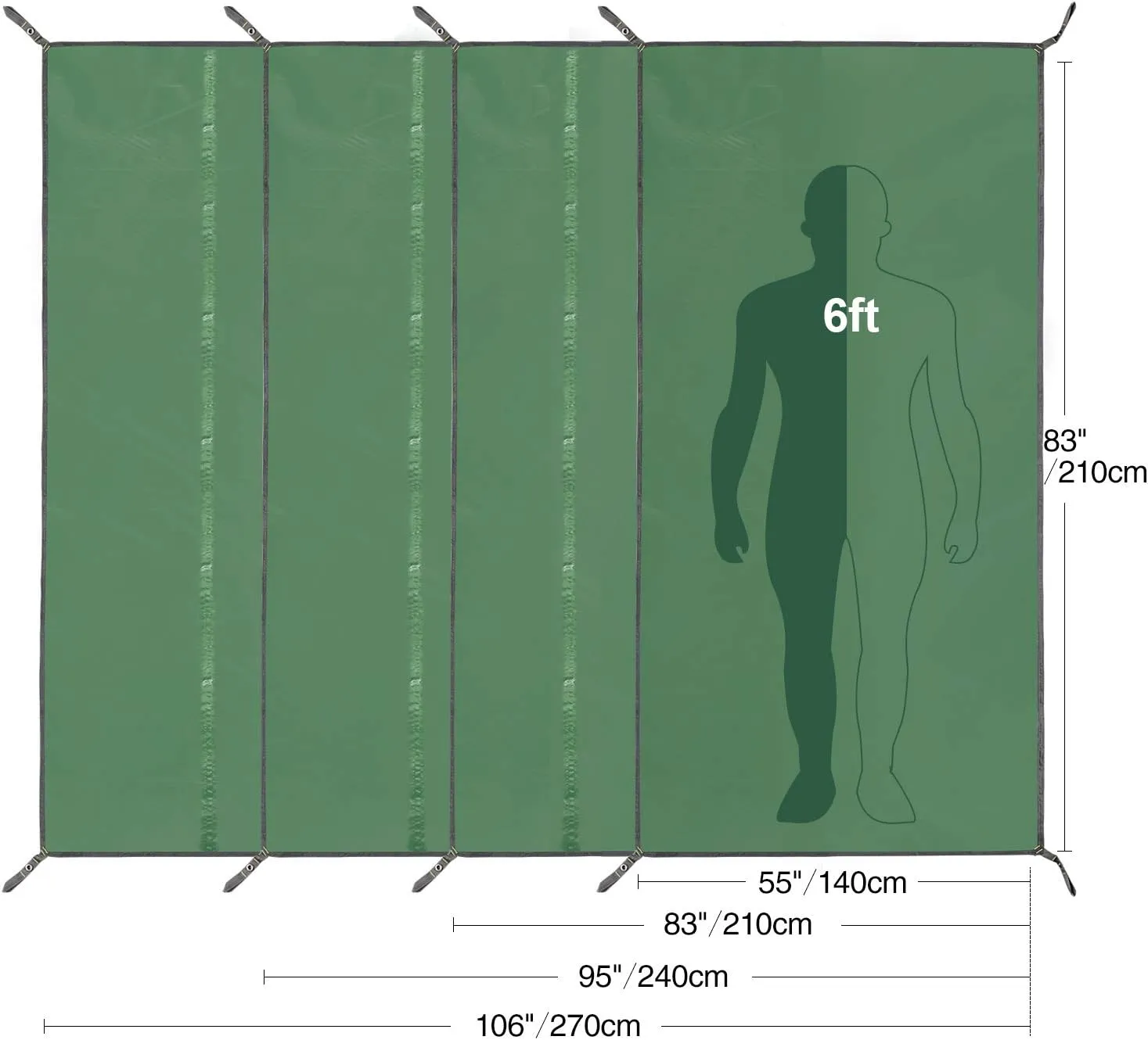 REDCAMP Waterproof Camping Tarp Lightweight to Cover Sun or Rain, Large Compact Tent Tarp Footprint for Ground or Under Tent, Green 95"x83"