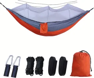 Relax in Comfort Portable Nylon Camping Hammock Hanging Hammock for Backpacking, Travel, Beach, and Yard 102.36 * 55.12inch for Terrace, Outdoor(Orange)