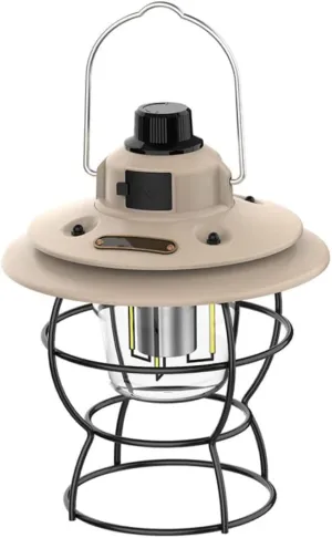 Retro Camping Light USB Rechargeable Camping Lantern Portable Tent Light for Travel Fishing Hiking White #