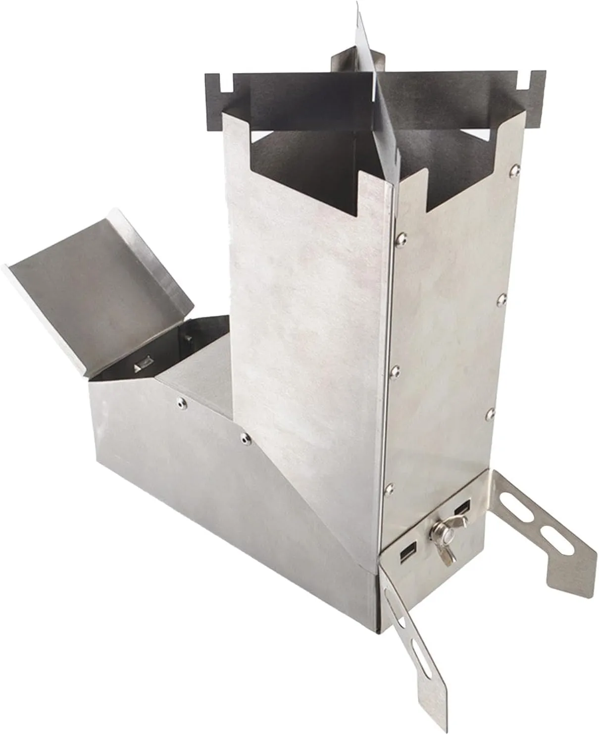 Rocket Stove for Cooking | Stainless Steel Outdoor Cooking Tent Stoves | Removable Charcoal Stoves with Carry Bag for Outdoor Tents, Hunting,