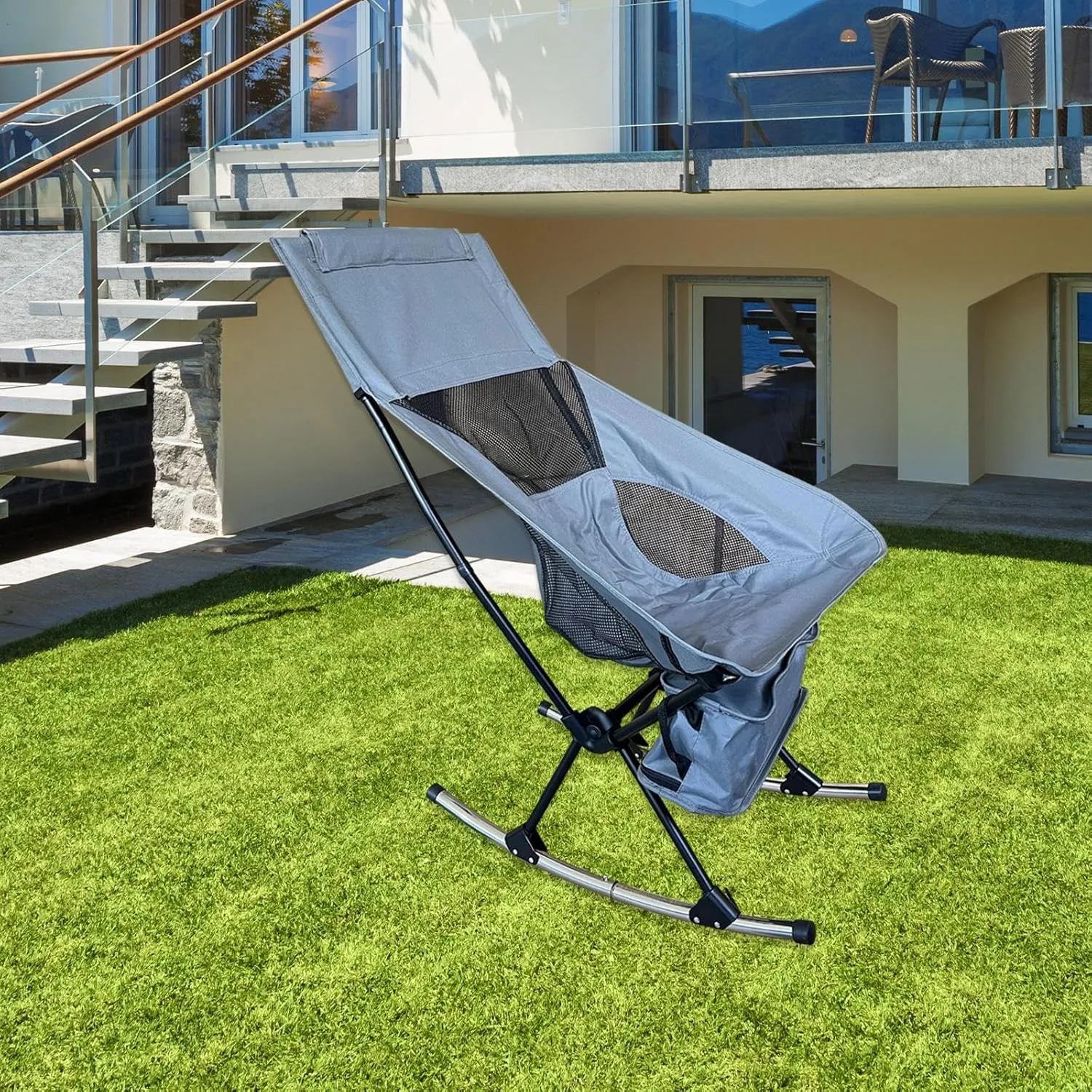 Rocking Camping Chair Rocker Stool Compact Supplies Folding Chair Swing Chair Seat for Cycling Outdoor Fishing Sports Picnic