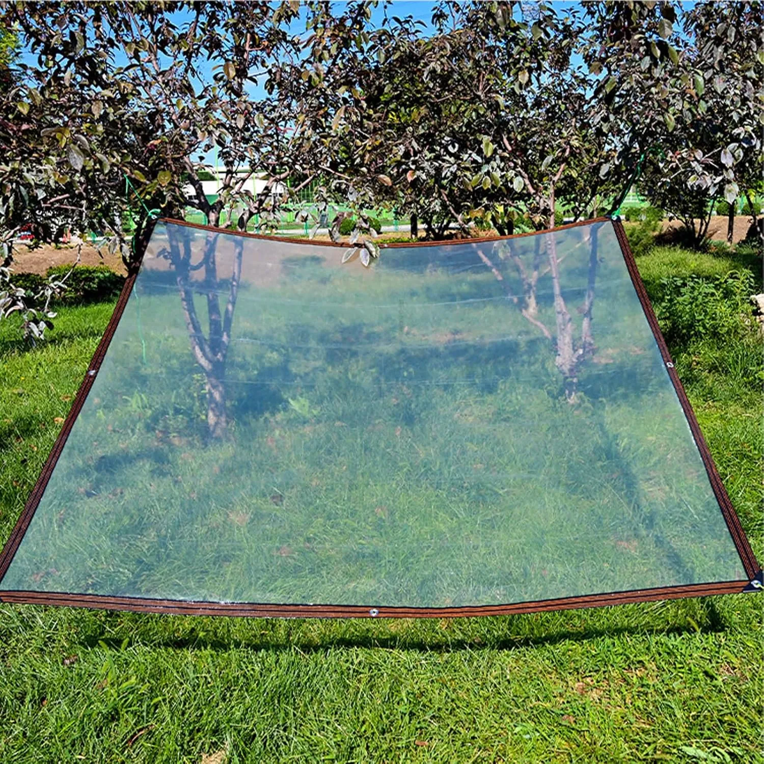 Roof Tarps Heavy Duty Waterproof, Drawstring Tarp, Polyethylene Protective Tarpaulin 130g/m² Tarpaulin Tarp with Grommets for Garden Swimming Pool Gazebo Outdoor Camping