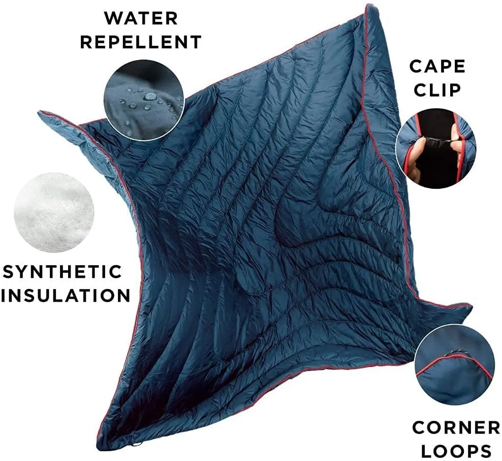 Rumpl Original Puffy Blanket - Warm Camping Blanket, 100% Recycled Polyester Insulation, Lightweight, Packable, Water-Resistant, Outdoor Puffer, 80"x84", Pyro Fade