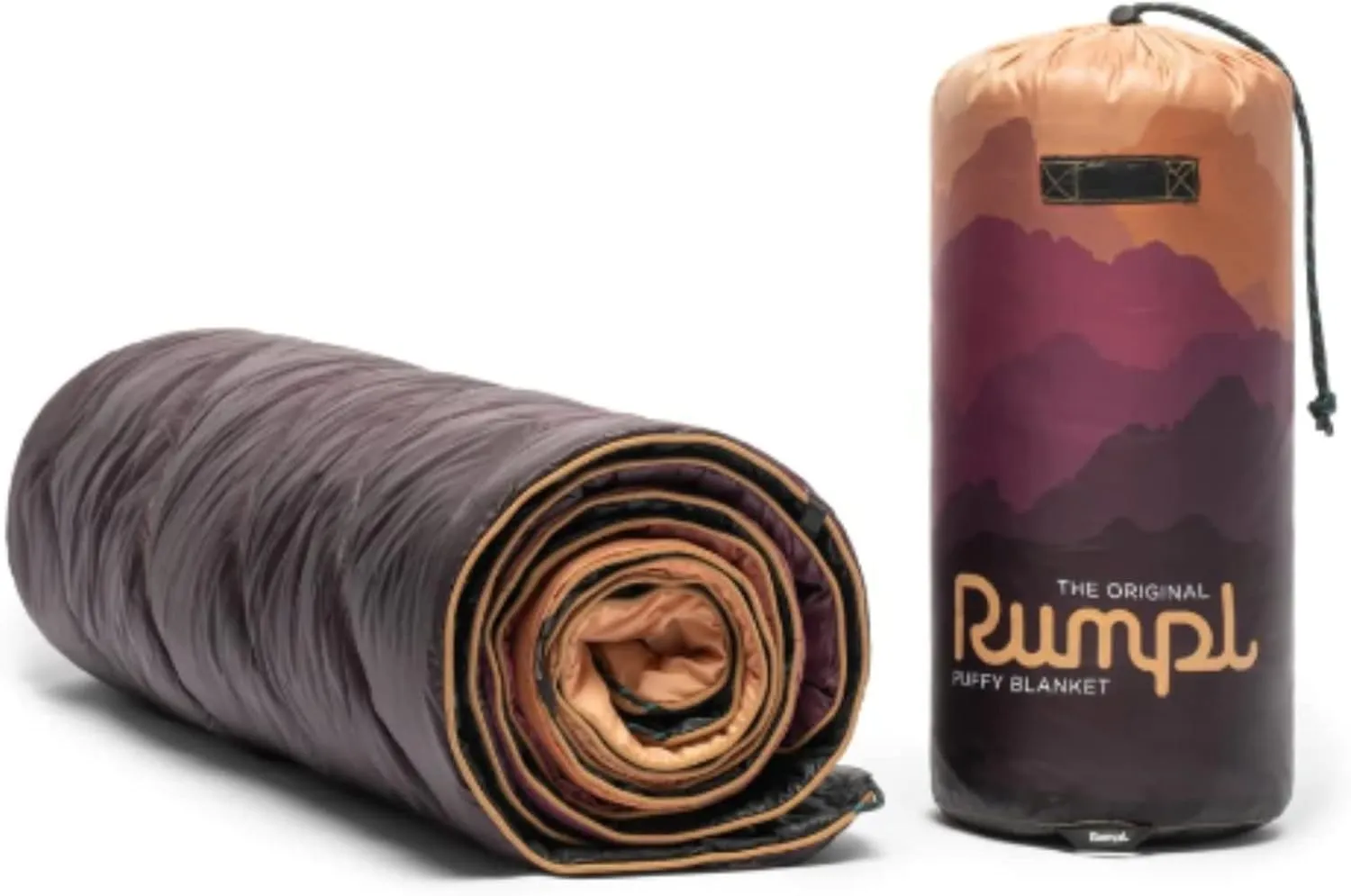 Rumpl Original Puffy Blanket - Warm Puffy Camping Blanket, 100% Recycled Polyester Insulation, Lightweight, Packable, Water-Resistant, Outdoor Puffer Blanket, 52"x75", V1, Teton Fade