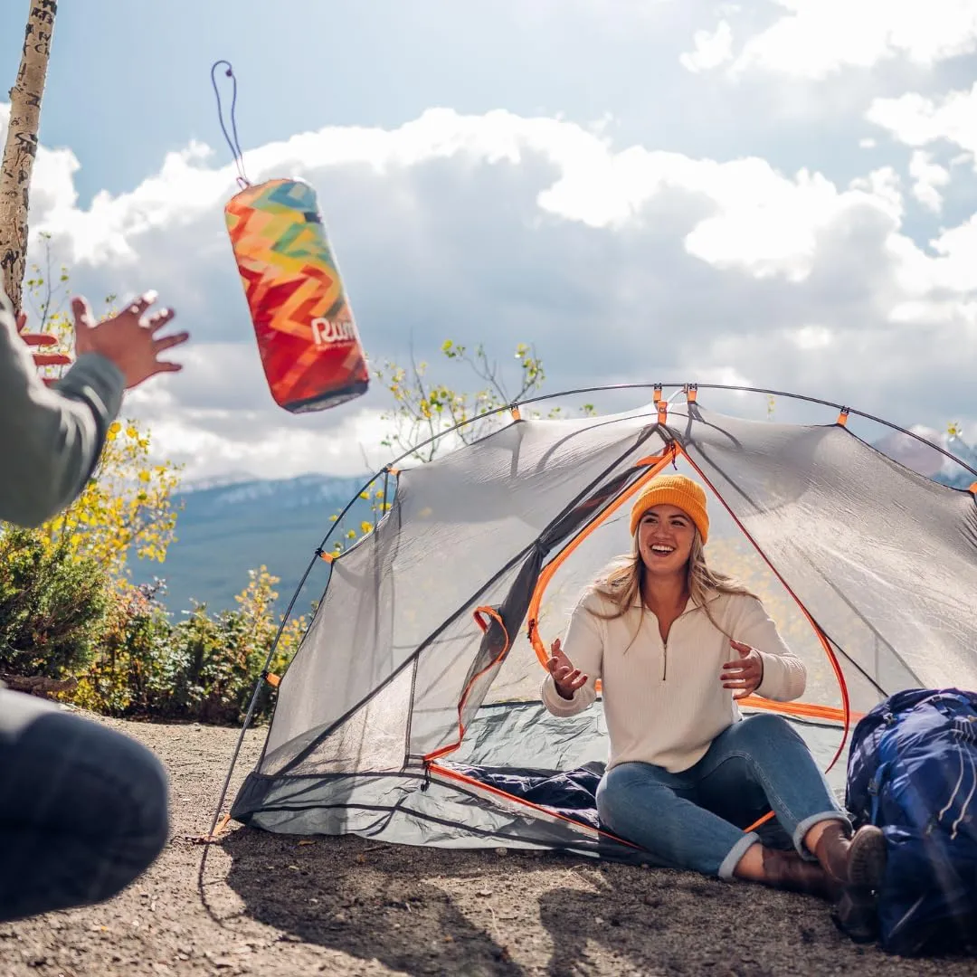 Rumpl Original Puffy Blanket - Warm Puffy Camping Blanket, 100% Recycled Polyester Insulation, Lightweight, Packable, Water-Resistant, Outdoor Puffer Blanket, 52"x75", V1, Teton Fade