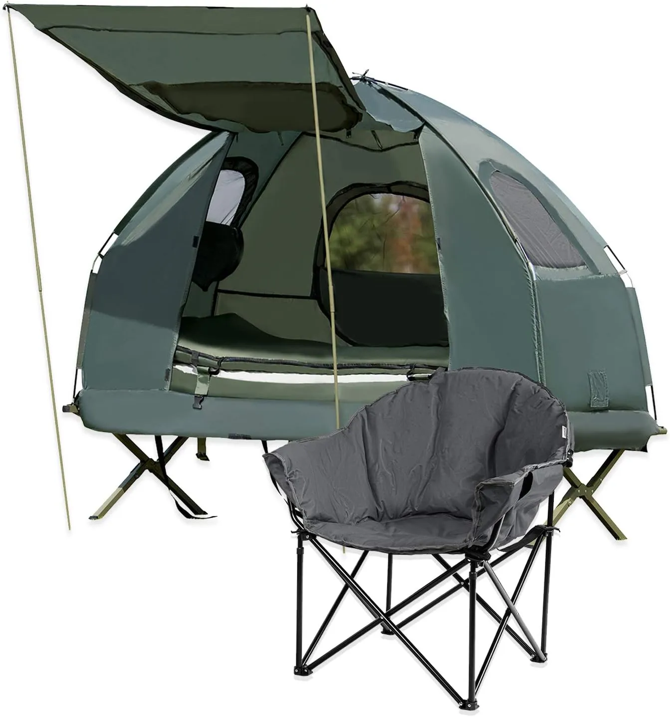 S AFSTAR Elevated Camping Tent with Air Mattress Sleeping Bag and Folding Camping Chair, 1 Person Tent with Carry Bag for Outdoor Hiking Traveling, Backpacking Tent Cot