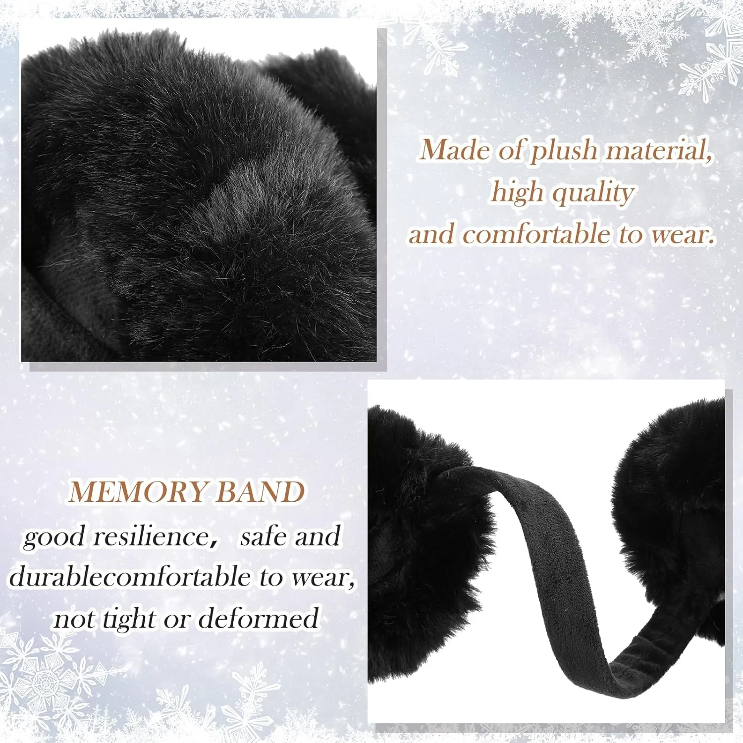 SATINIOR 2 Pieces Ear Muffs for Winter Women Fuzzy Faux Fur Ear Warmers Cute Foldable Outdoor Headband Winter Accessories