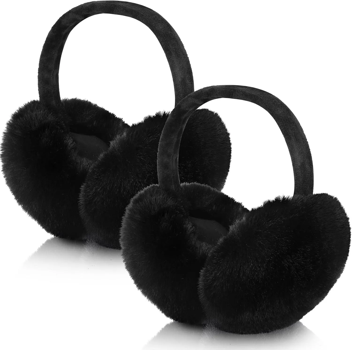 SATINIOR 2 Pieces Ear Muffs for Winter Women Fuzzy Faux Fur Ear Warmers Cute Foldable Outdoor Headband Winter Accessories
