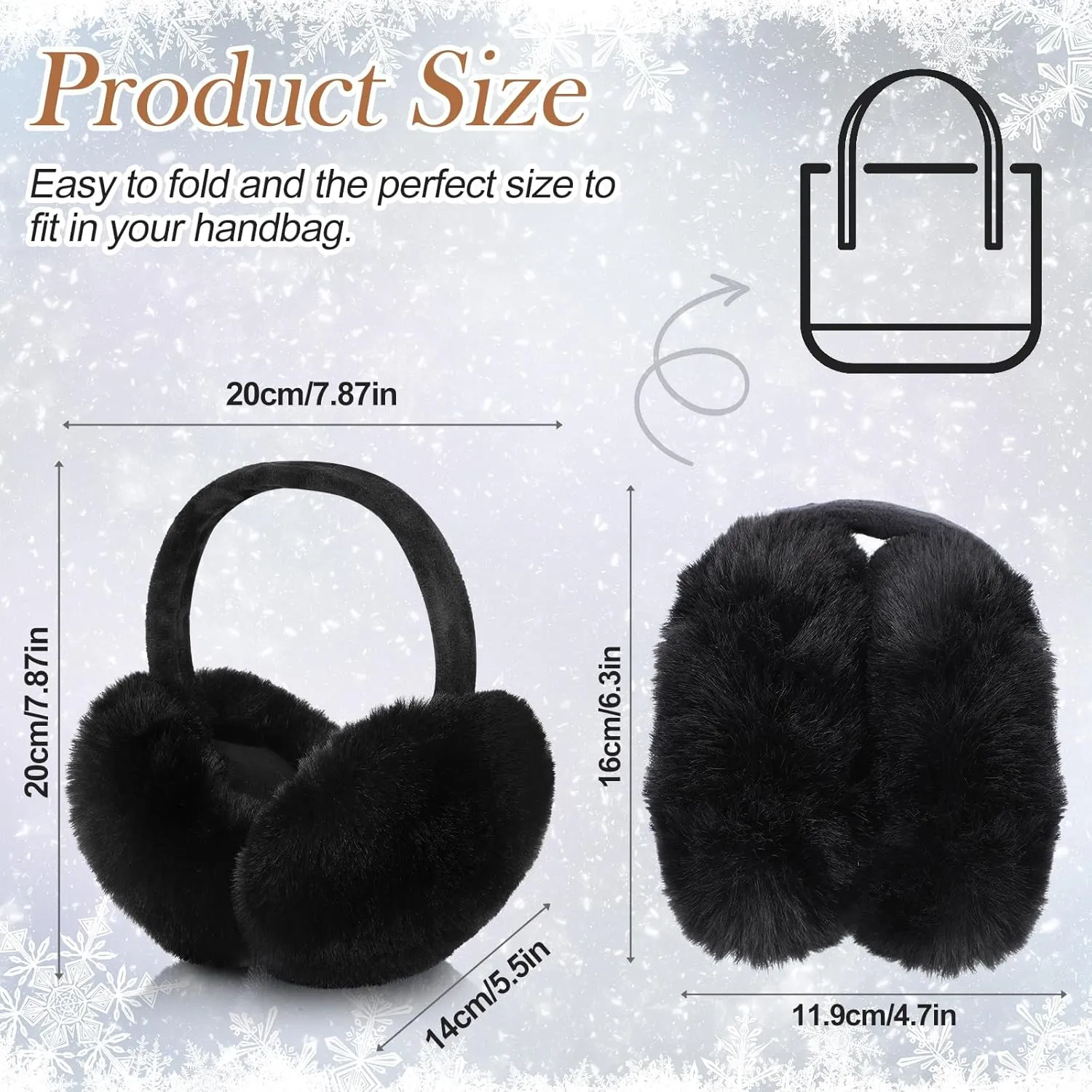 SATINIOR 2 Pieces Ear Muffs for Winter Women Fuzzy Faux Fur Ear Warmers Cute Foldable Outdoor Headband Winter Accessories