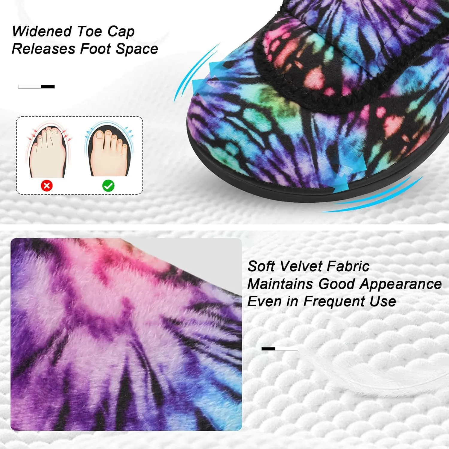 Scurtain Womens Slippers Comfy Wide Diabetic Slippers Adjustable Walking Shoes Neuropathy Orthopedic Recovery House Shoes
