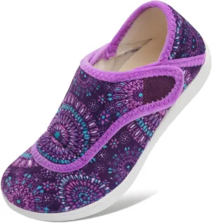 Scurtain Womens Slippers Comfy Wide Diabetic Slippers Adjustable Walking Shoes Neuropathy Orthopedic Recovery House Shoes