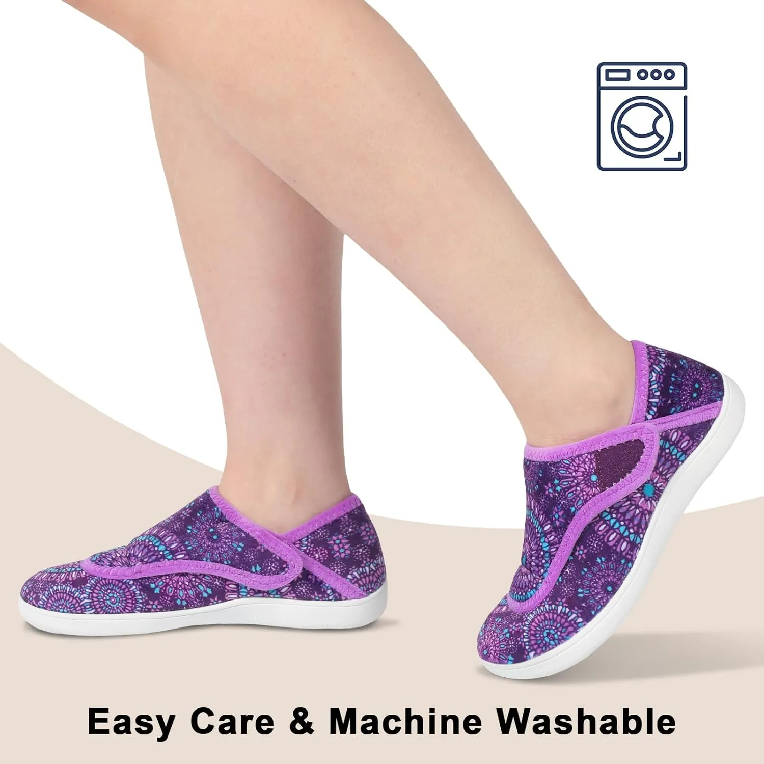 Scurtain Womens Slippers Comfy Wide Diabetic Slippers Adjustable Walking Shoes Neuropathy Orthopedic Recovery House Shoes