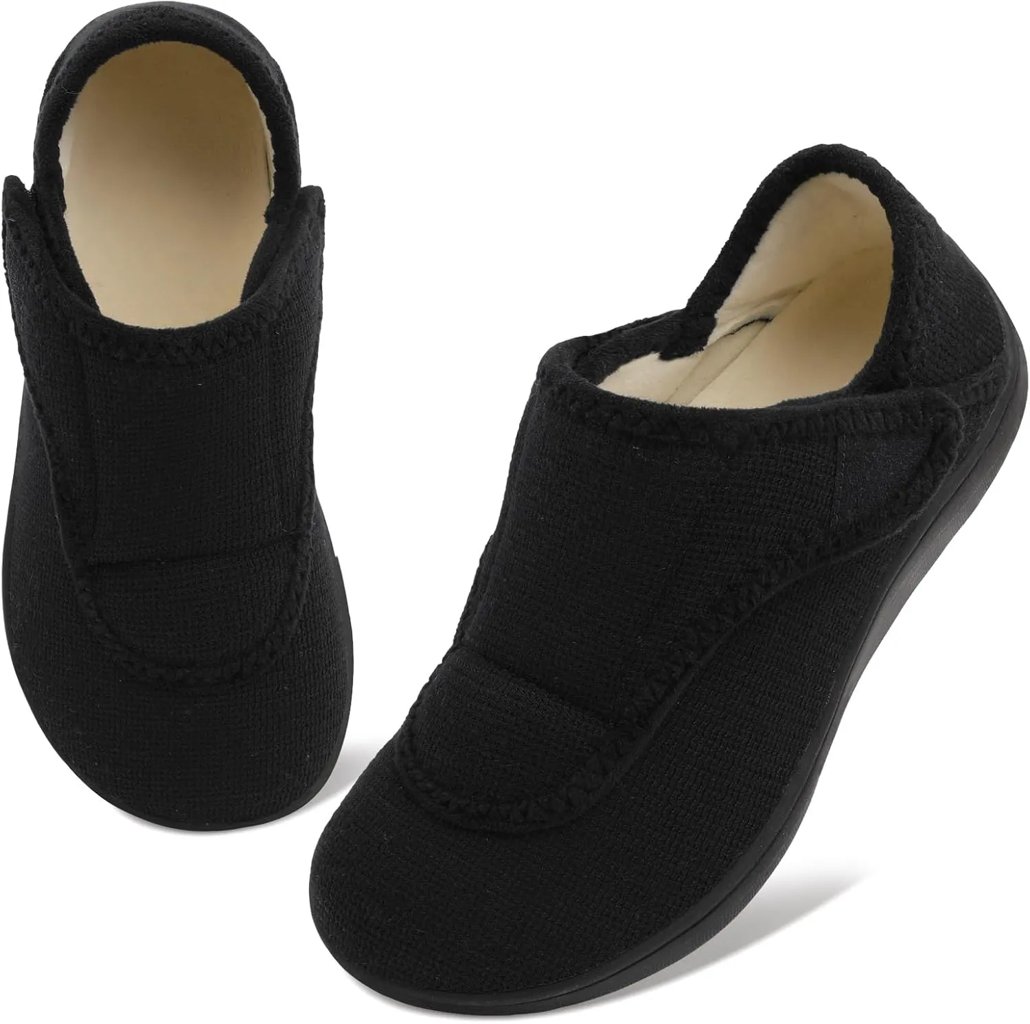 Scurtain Womens Slippers Comfy Wide Diabetic Slippers Adjustable Walking Shoes Neuropathy Orthopedic Recovery House Shoes