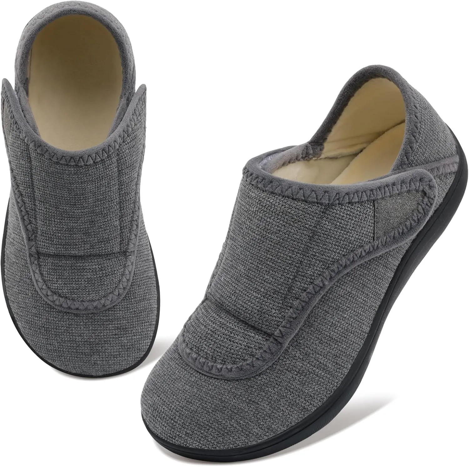 Scurtain Womens Slippers Comfy Wide Diabetic Slippers Adjustable Walking Shoes Neuropathy Orthopedic Recovery House Shoes