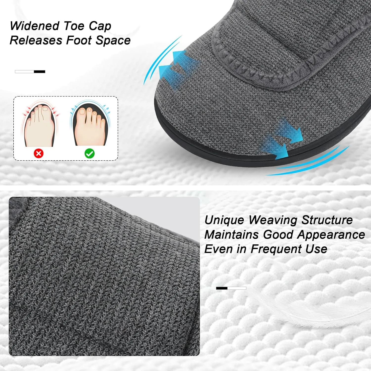 Scurtain Womens Slippers Comfy Wide Diabetic Slippers Adjustable Walking Shoes Neuropathy Orthopedic Recovery House Shoes